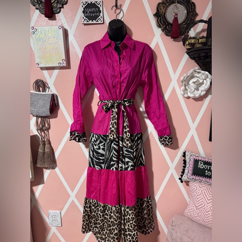 NT Pink  Animal Print Maxi Dress